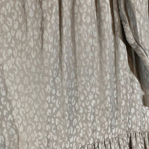 Ophelia Roe Dress Sz L Black Leopard Print 3/4 Sleeve Tiered Ruffle Babydoll - Picture 6 of 8